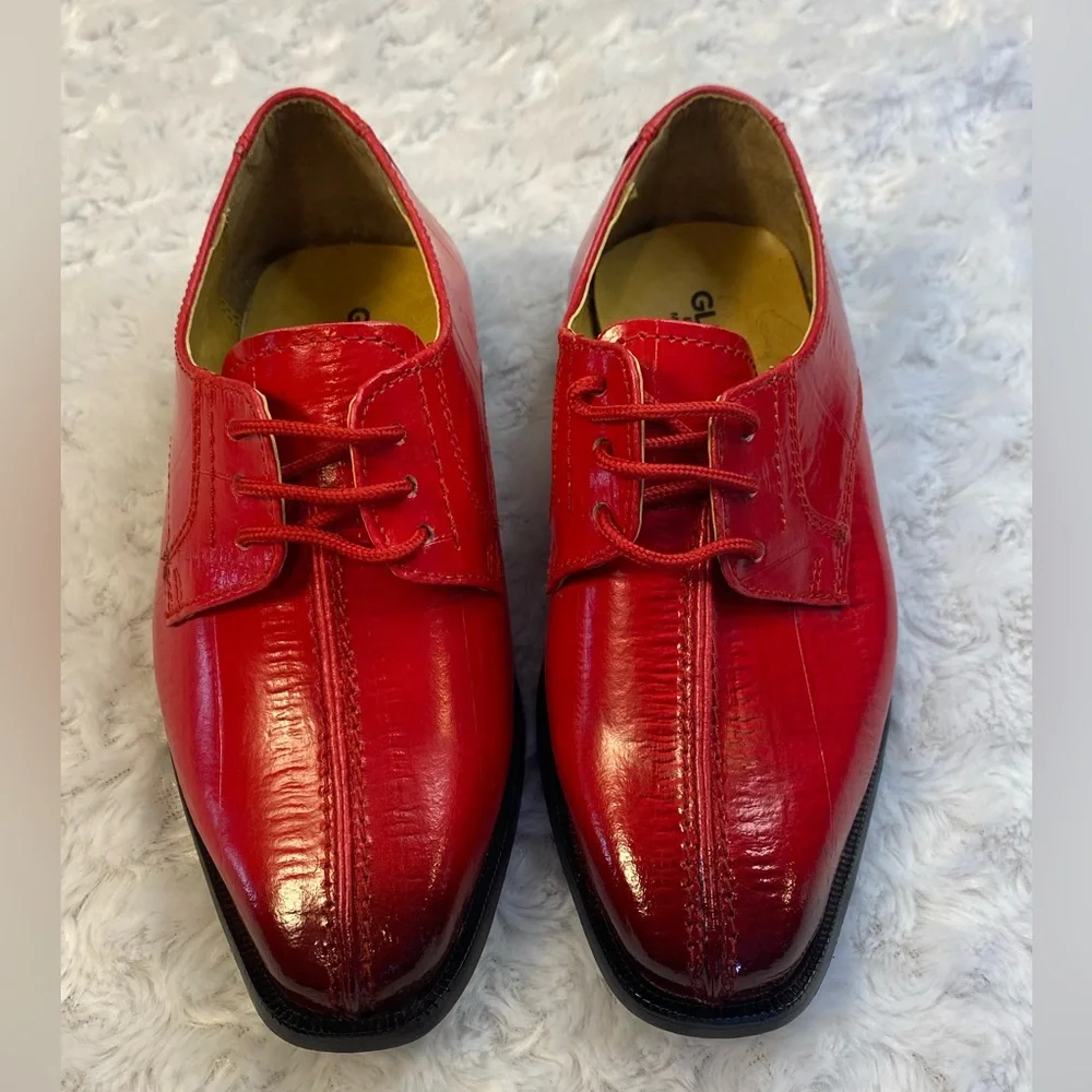 GLIDERS BY LIBERTY tie boys Leather Oxford Dress Shoe India Sz 13 LS-1005 RED
